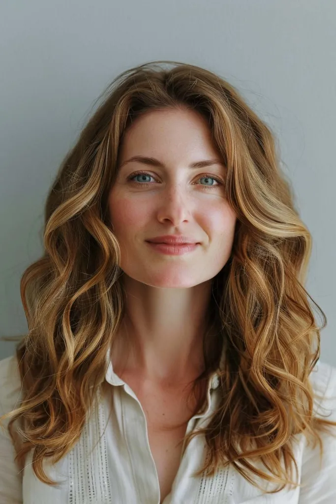 Coupe texturée mi-longue pour cheveux épais ajoutant du mouvement et réduisant le volume avec des ondulations naturelles' title=