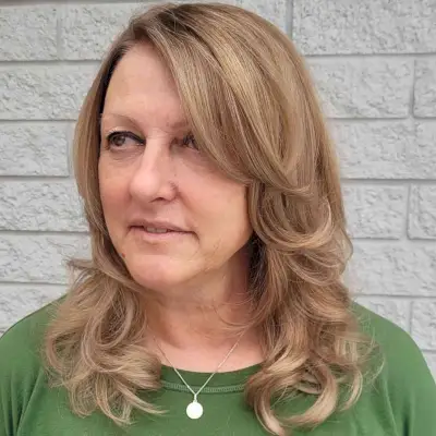 Dark Blonde Side-Swept Layers for Mid-Length Hair