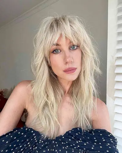 Mid-Length Creamy Blonde Choppy Hair for women with a long face