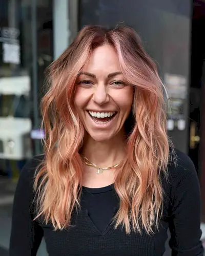 Medium-Length Pink Dimensional Choppy Layers