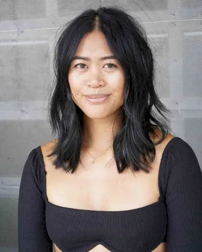 Medium-Length Jet Black Shaggy Chop