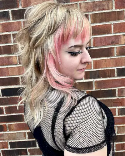 Dimensional Wolf Hair with Pink Highlights