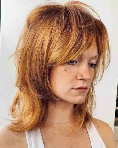 Mid-Length Thick Copper Wolf Cut