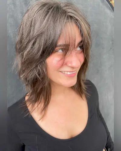 Choppy Layered Haircut on shoulder-length hair