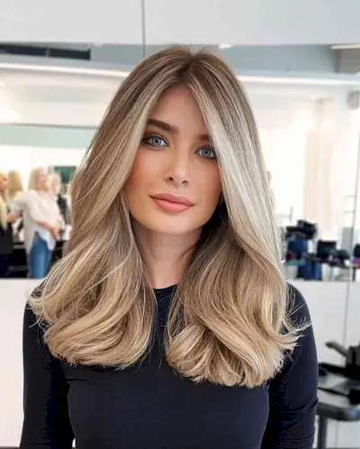 Medium Subtle Middle-Part Thick Haircut for women with blunt ends and no bangs