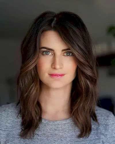 Medium Haircut with Subtle Layers and Off-Center Part for Thick hair