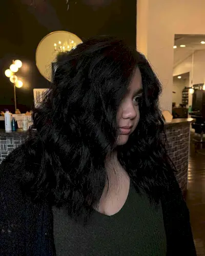 Dark and Textured Medium Dense Thick Hair with Subtle Layers