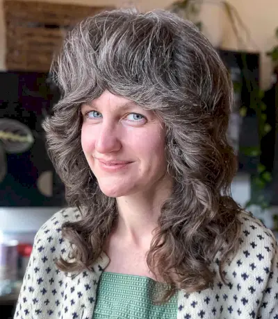 fluffy shag with thick bangs