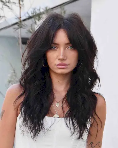 Mid-Length Sassy Dark Brown Thick Hair