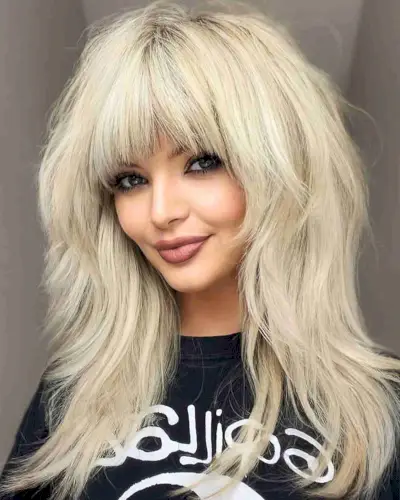 Mid-Length Full Blonde Thick Hair