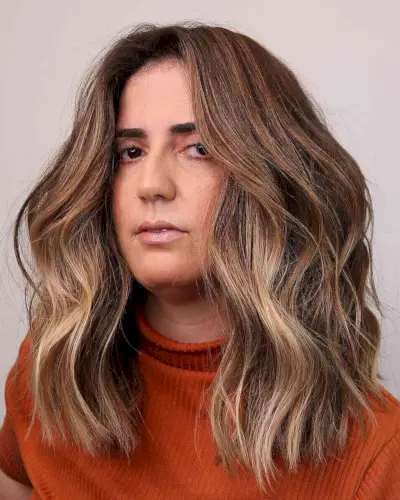 Lived-In Soft Waves with a Middle Part for Medium-Length Thick Hair