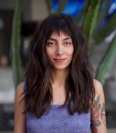 Long and Internal Layers for Medium-Length Thick Hair and women with choppy fringe