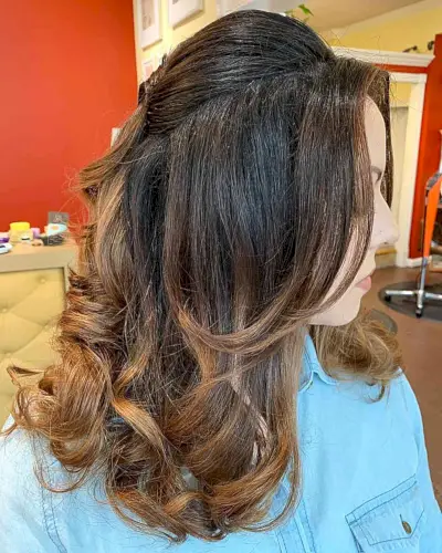 Voluminous Half Updo for Mid-Length Hair