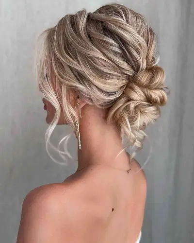 Romantic Contrast Updo for Medium Hair