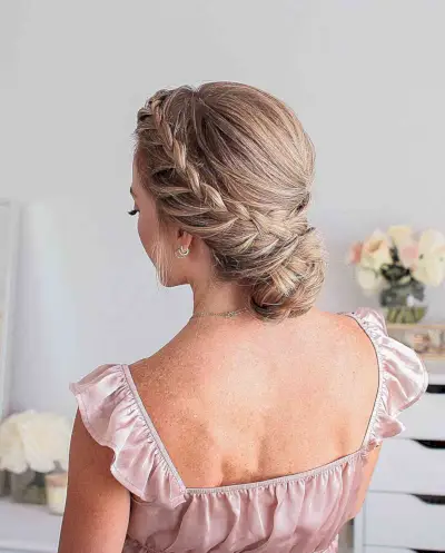 Youthful Braided Formal Updo for Medium Hair