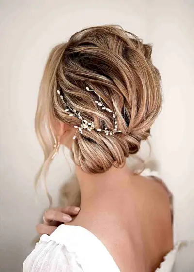 Textured Side Bun Updo for Medium Hair