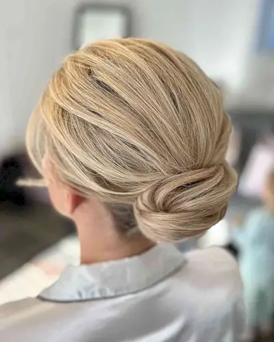 Modern Twisted Bun Updo for Medium Hair
