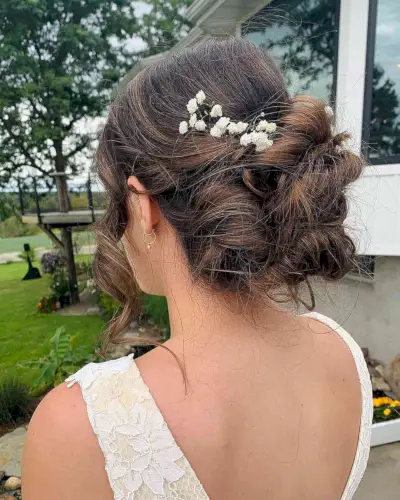 Textured Twist Updo for Medium Length Hairstyle