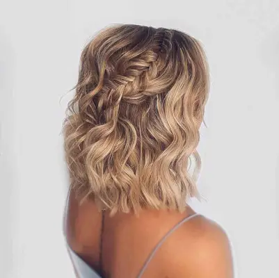 Picture of a boho inspired braid shoulder length hair