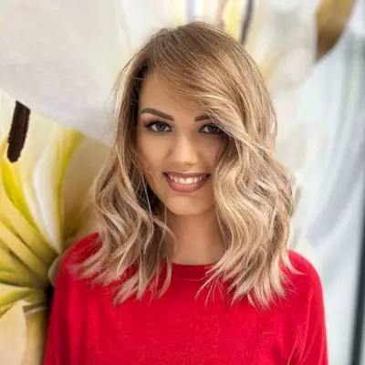 Long Side-Swept Bangs on Shoulder-Length Hair