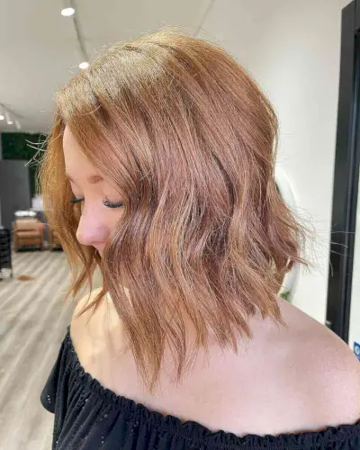 Sassy rich angled shoulder-length lob
