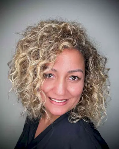 Light Blonde Very Curly Medium-Length Hair