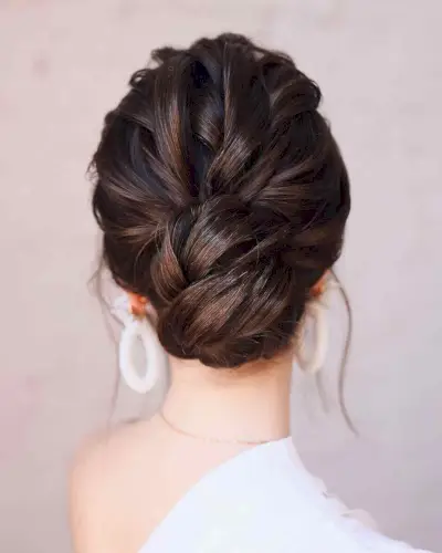 Elegant Twisted Wedding Updo Shoulder-Length