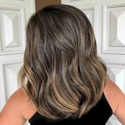 Dark Brown Hair with Caramel Highlights