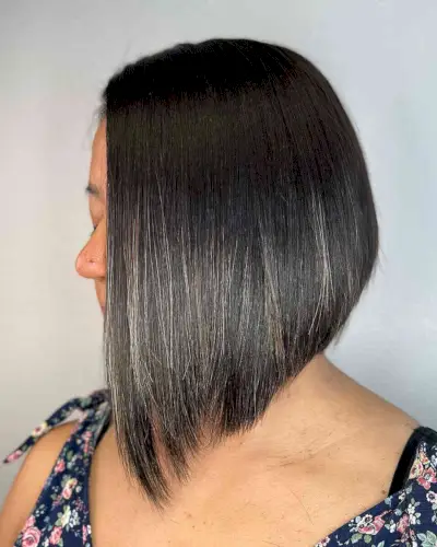 Highlighted Angled Bob for Medium-Length Hair