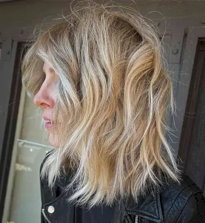 Sexy Textured Blonde Medium-Length Hair