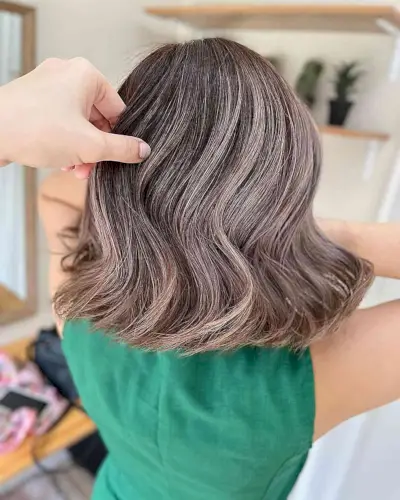 Flawless ash brown shoulder length hair