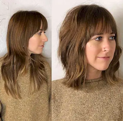 Shoulder-Length Shag with See-Through Bangs