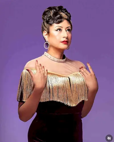 A shoulder length vintage updo