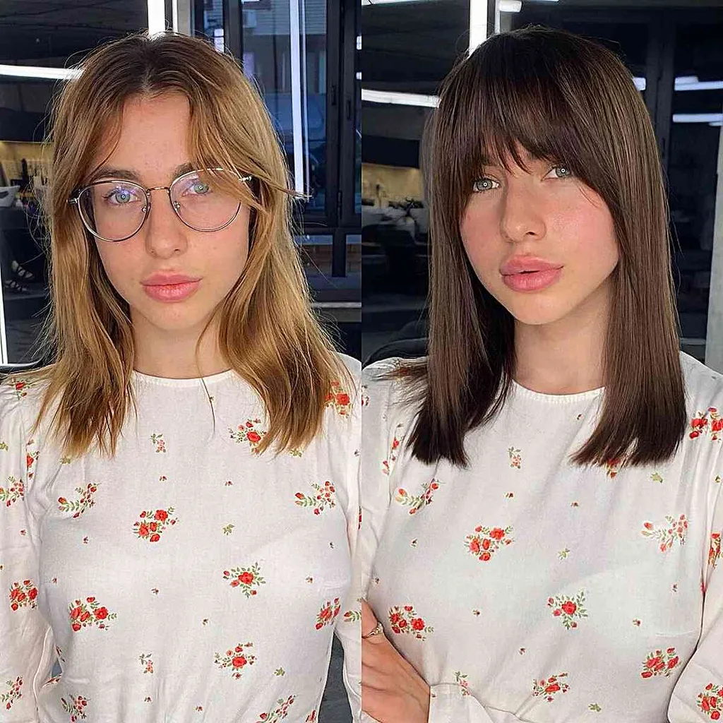 Taglio alla clavicola marrone castagna' title=