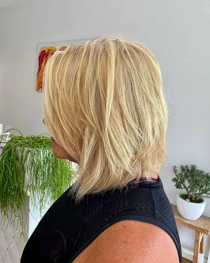 Capelli scalati lunghi fino alla clavicola' title=