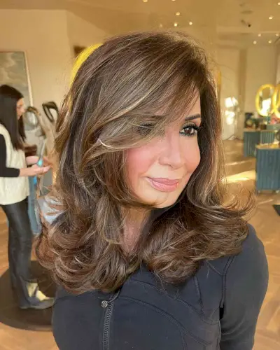 Medium-Long Layered Cut with Side Bangs