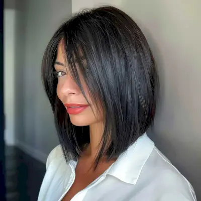 Unique angled bob for medium hair