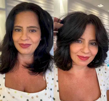 Jet Black Lob for Thick Hair