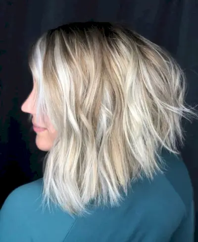 Glamorous Long choppy angled bob