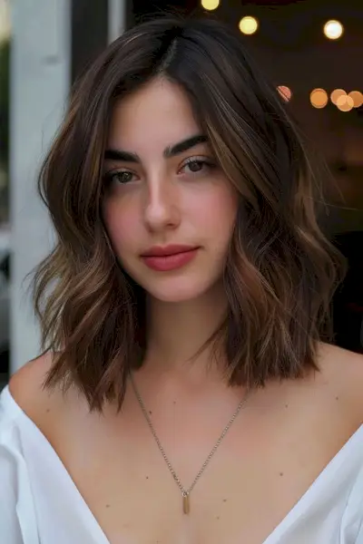 Textured Shoulder Length Blunt Bob
