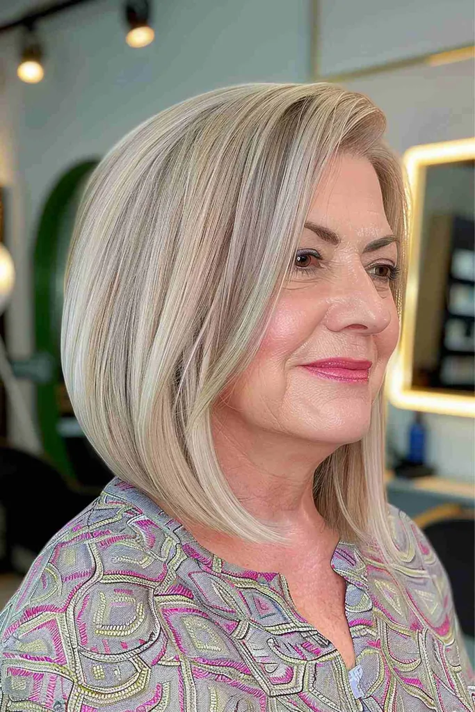 בוב ארוך עם תחזוקה נמוכה לנשים מעל גיל 60' title=