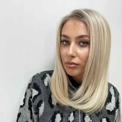 Soft Blonde Medium-Length Haircut Without Bangs for Straight Hair