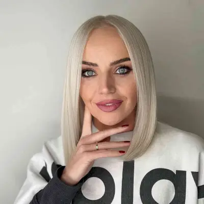 Ash Blonde Long Bob for Straight Hair