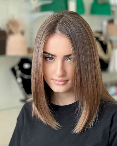 Straight Medium Front Layered Hair with No Bangs