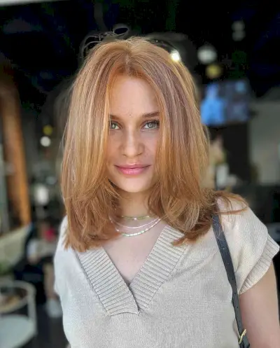Ginger Mid-Length Layered Hair
