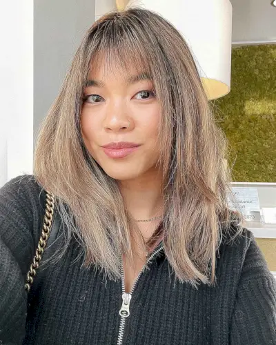 Straight Layered Cut with Thin Bangs