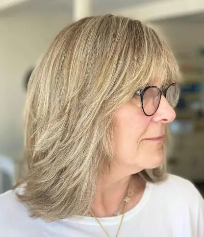 Straight Shaggy Layers and Bangs for Women Over 60