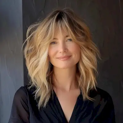 ombre mid-length shag with bangs