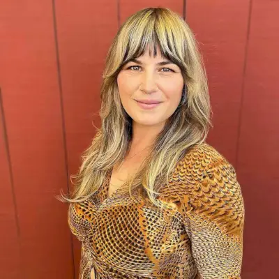 golden wavy shag hairstyle