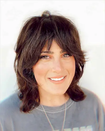 face-framing shag for straight hair